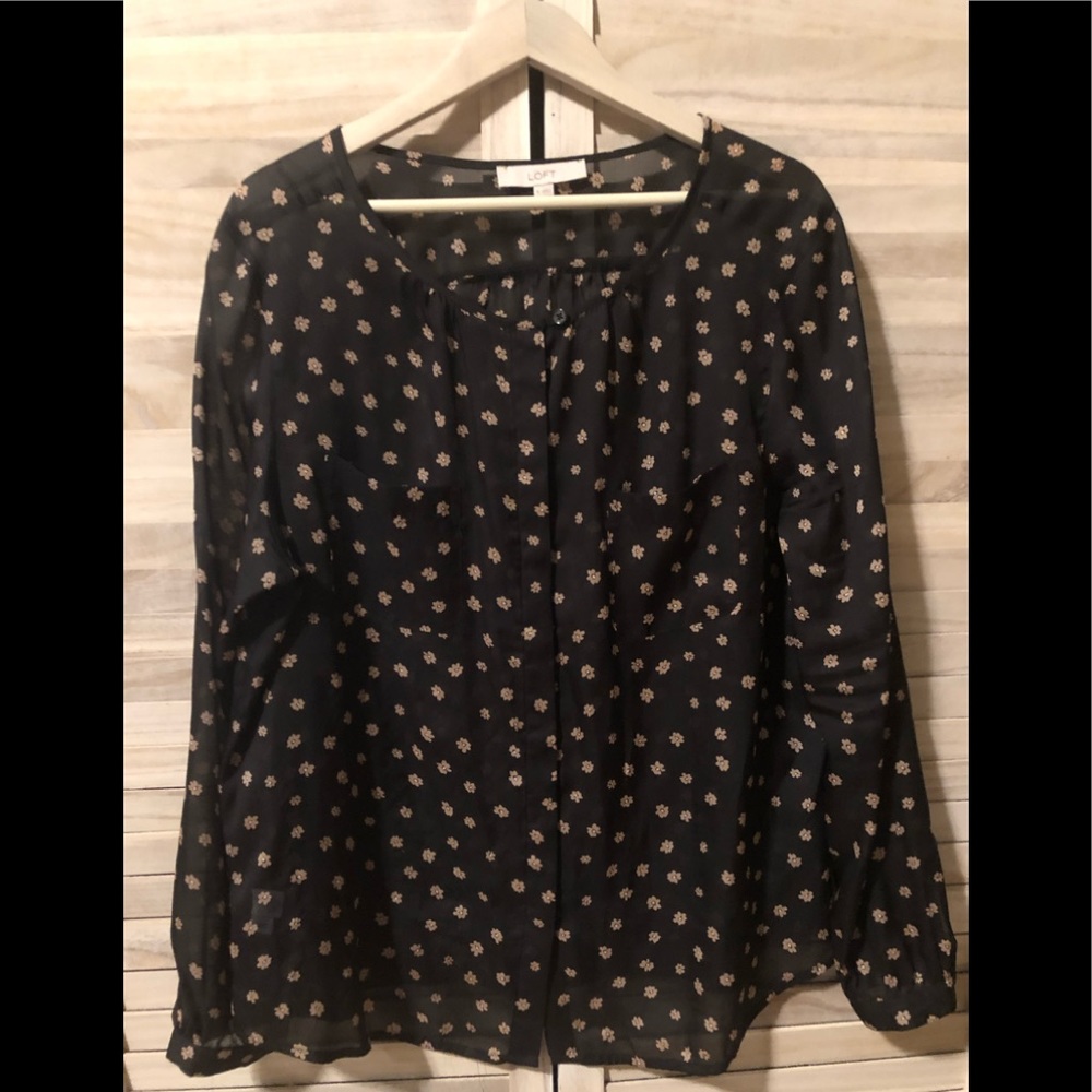 Loft Blouse Black Floral XL